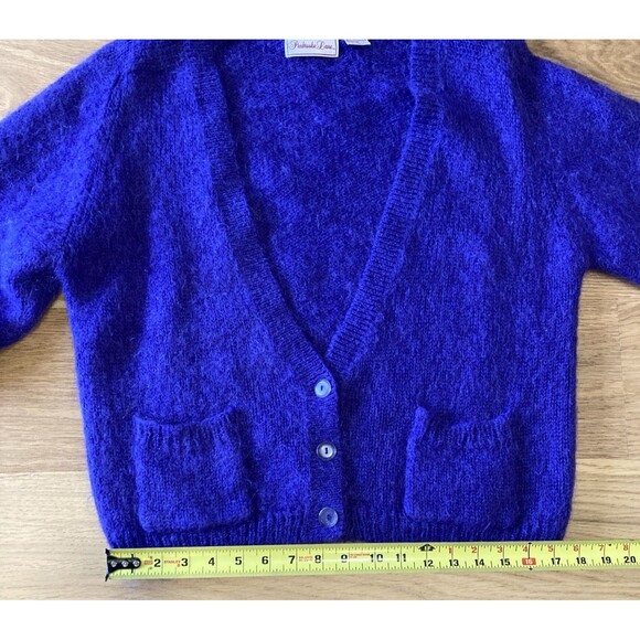 Vtg Mohair Blend Cardigan Violet Long Sleeve L Sweater Womens Fuzzy 80s Luxury - Picture 12 of 14